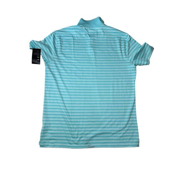 Nike Dri-Fit Polo Shirt Men’s Large Aqua Blue Striped Golf Tennis Top NWT - Picture 2 of 3
